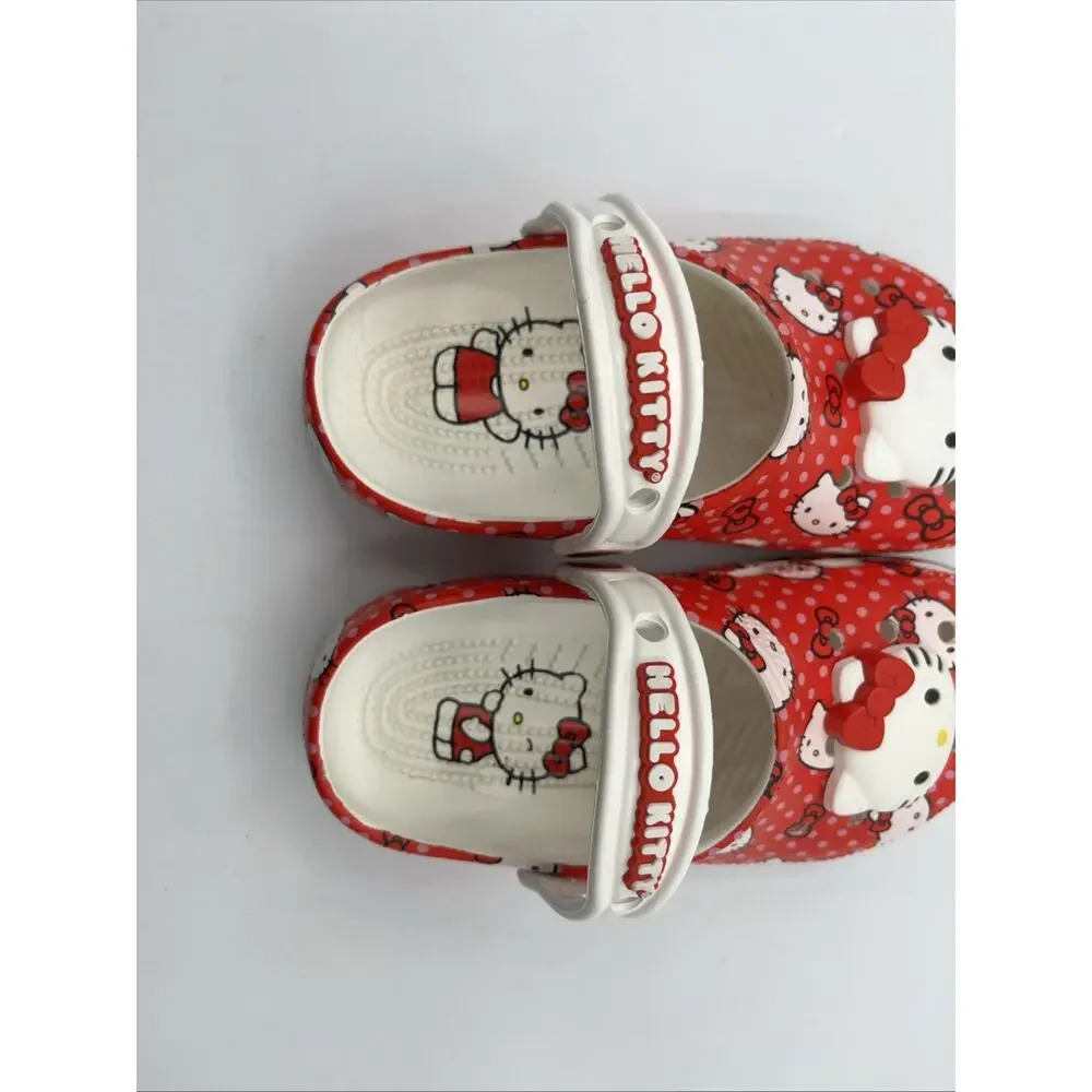 Hello Kitty Crocs Classic Clog Kids Children’s Size 2 Red White Sanrio Pre-owned